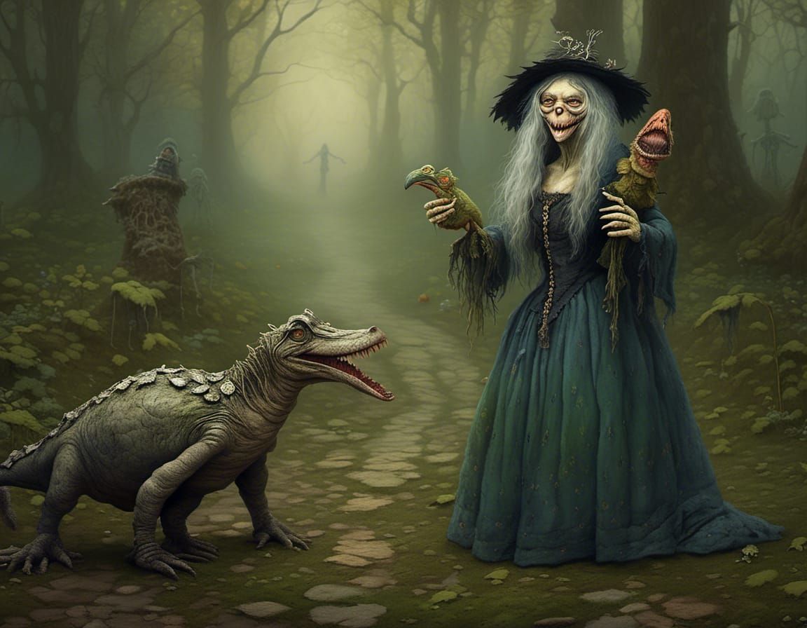 swamp witch with alligator