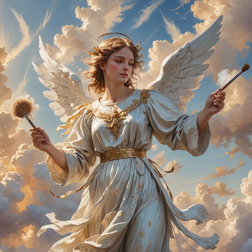 Angel Paints the Sky in Impressionist Style