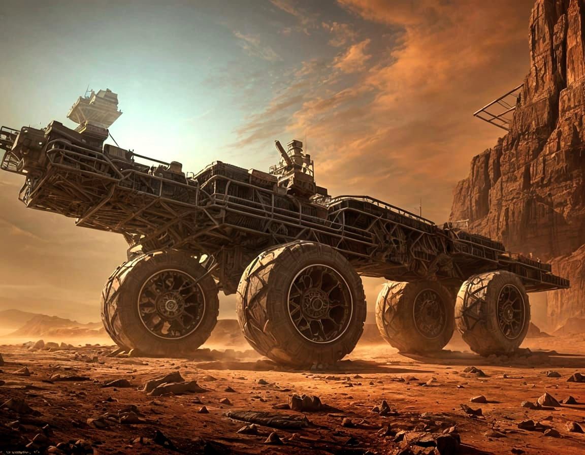 Crystal Mars Base and Rover Exploration