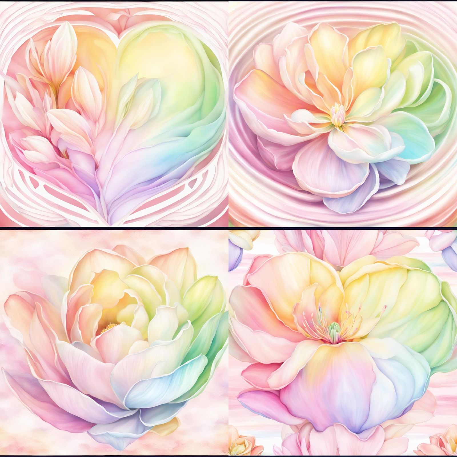 Rainbow Pastel Magnolias in Bloom: Divine Love