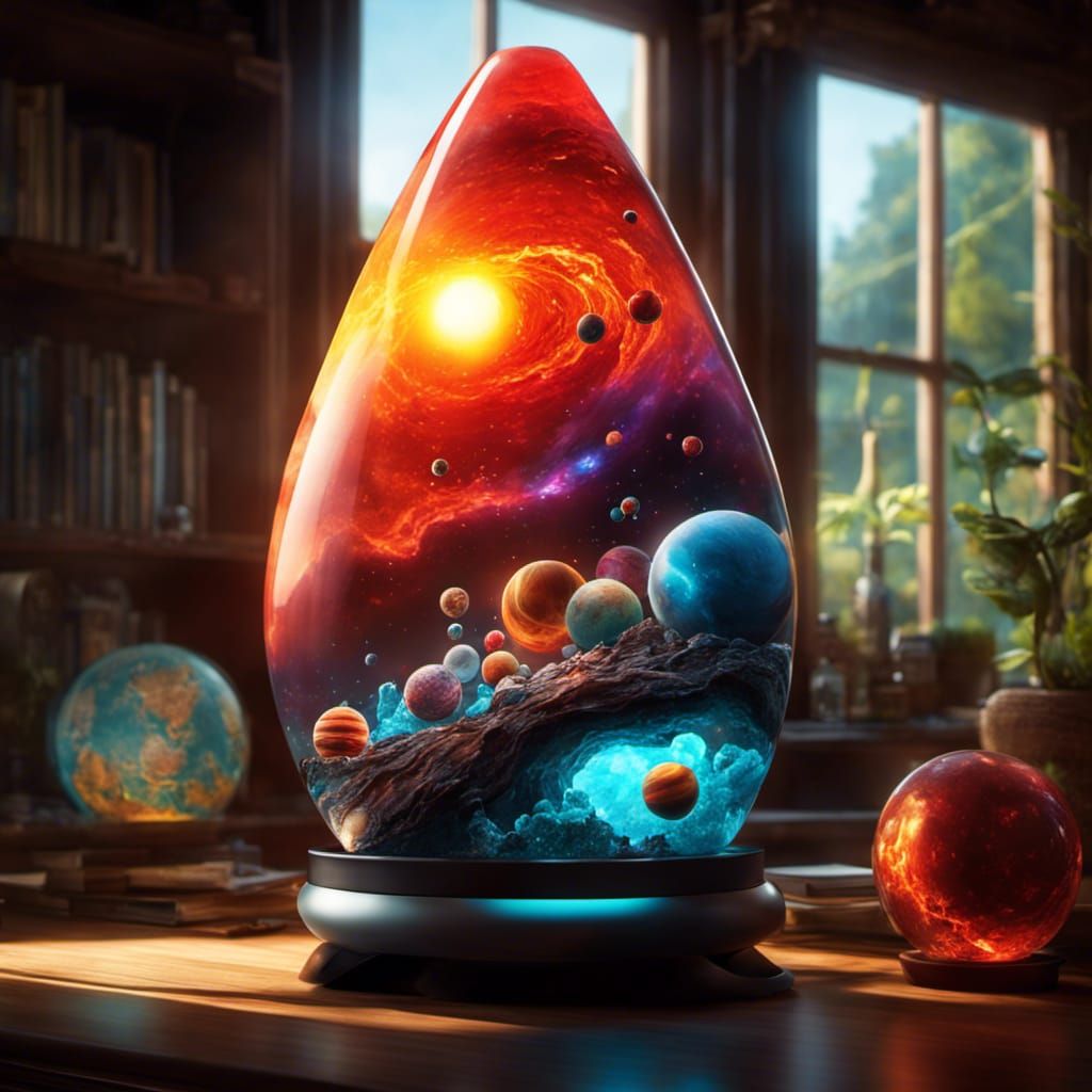Solar System Lava Lamp, Hyperrealistic Digital Art
