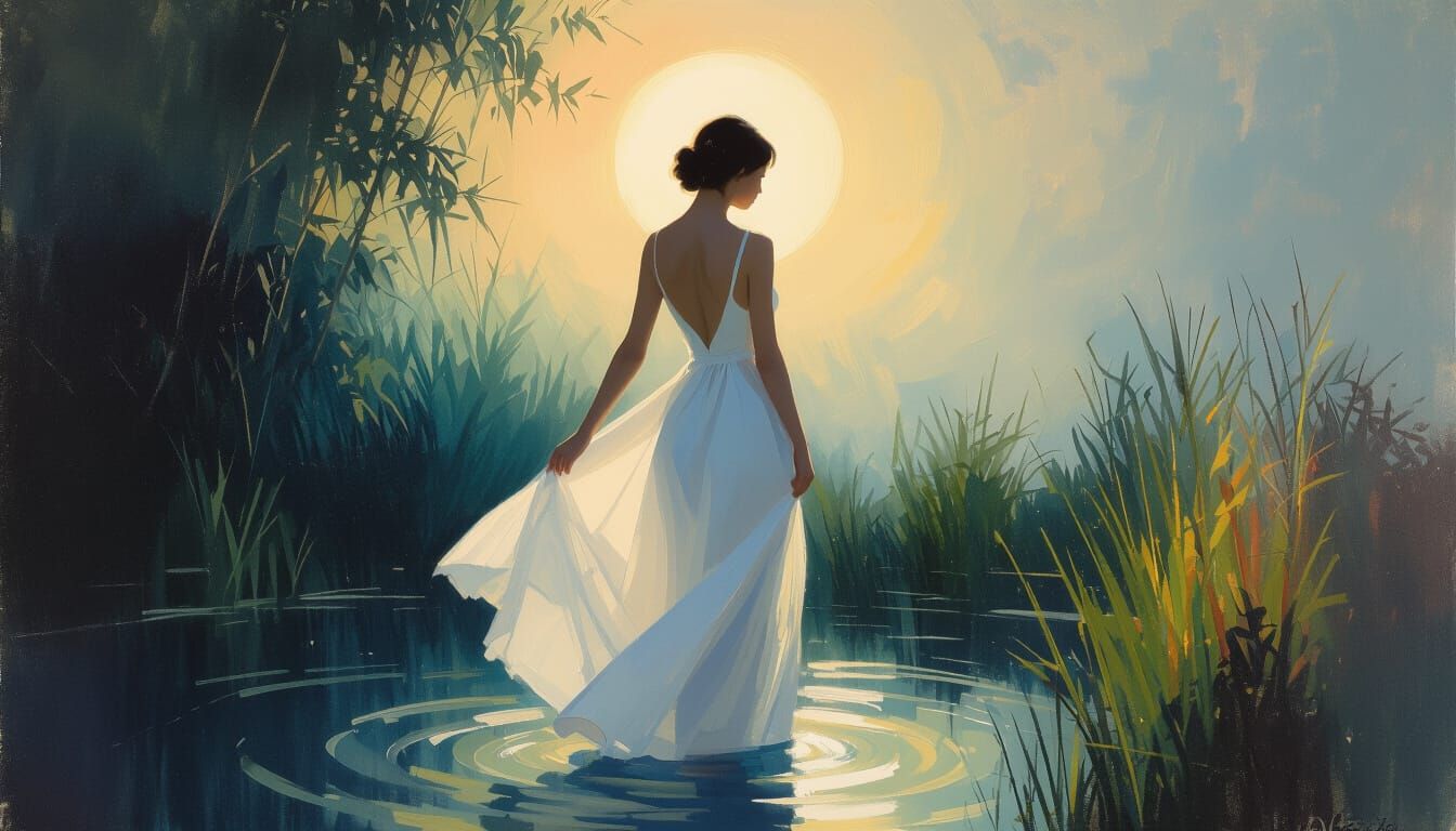 Ethereal Woman in Sunlight, Rothko-Monet Style