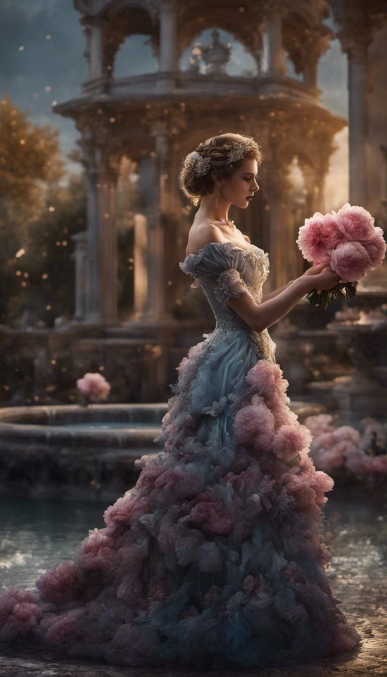 Victorian Woman Dancing in Moonlight, Fantasy Art