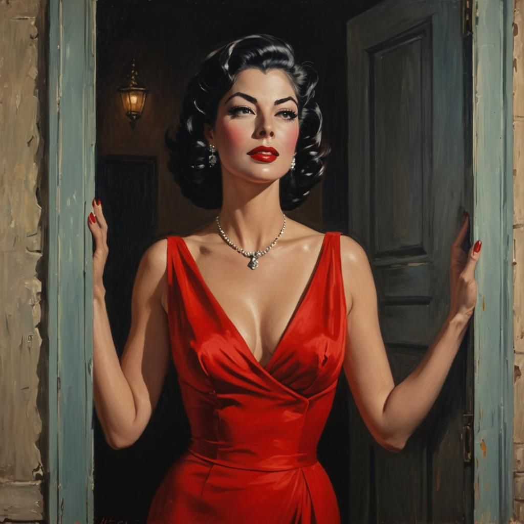 Ava Gardner Impressionistic Portrait in Film Noir Style