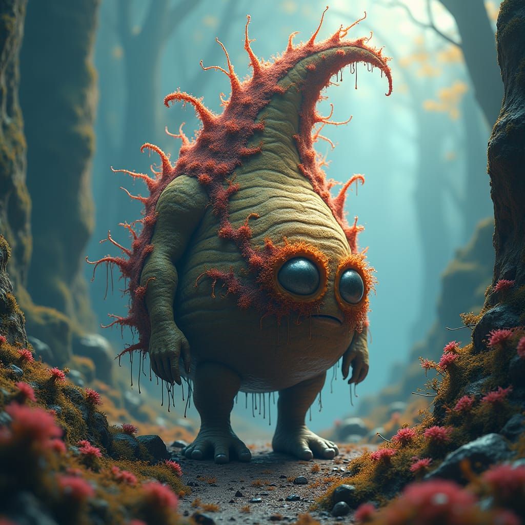 Surreal Fungal Turd in Fantasy Landscape