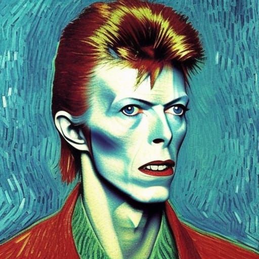 David Bowie Portrait in Van Gogh Style