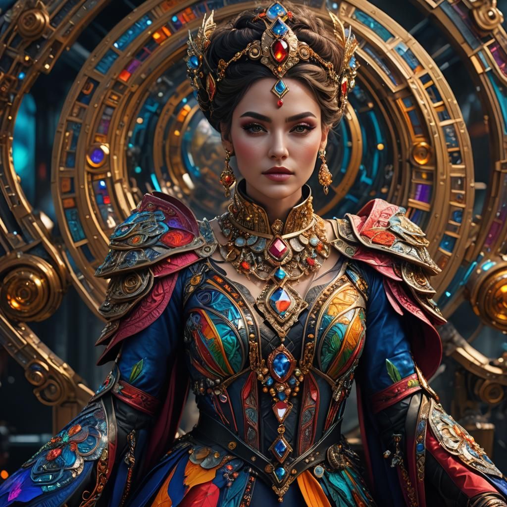 Hyperrealistic Portrait of Woman with Futuristic Jewelry