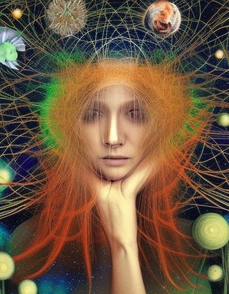 Woman in Mycelium Network on Stargazing Platform