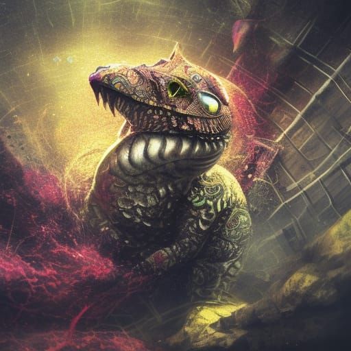 Photorealistic Turtle with Bandana in Graffiti Art Style