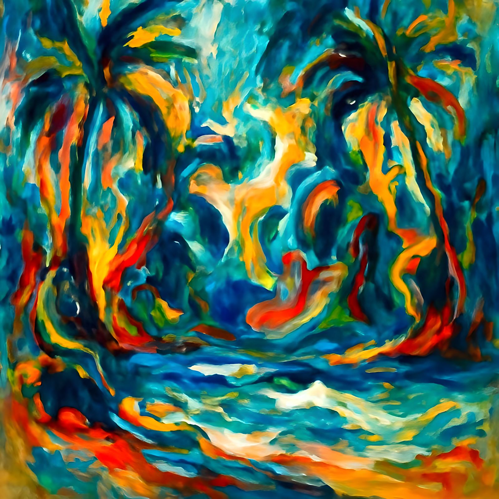 Abstract Tropical Storm Oil Painting