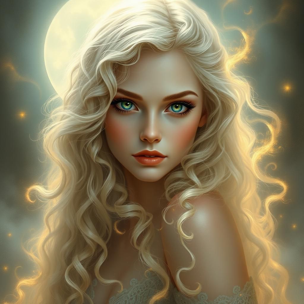 Mystical Woman with Heterochromia in Ethereal Style