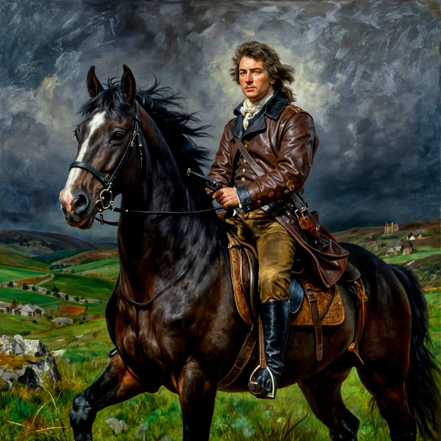 Irish Highwayman in Dramatic 18th Century Oil Painting Style