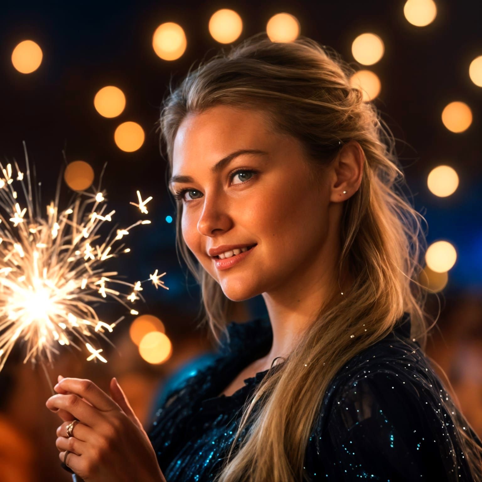 Blond Girl Lighting Fireworks: Cinematic Film Still