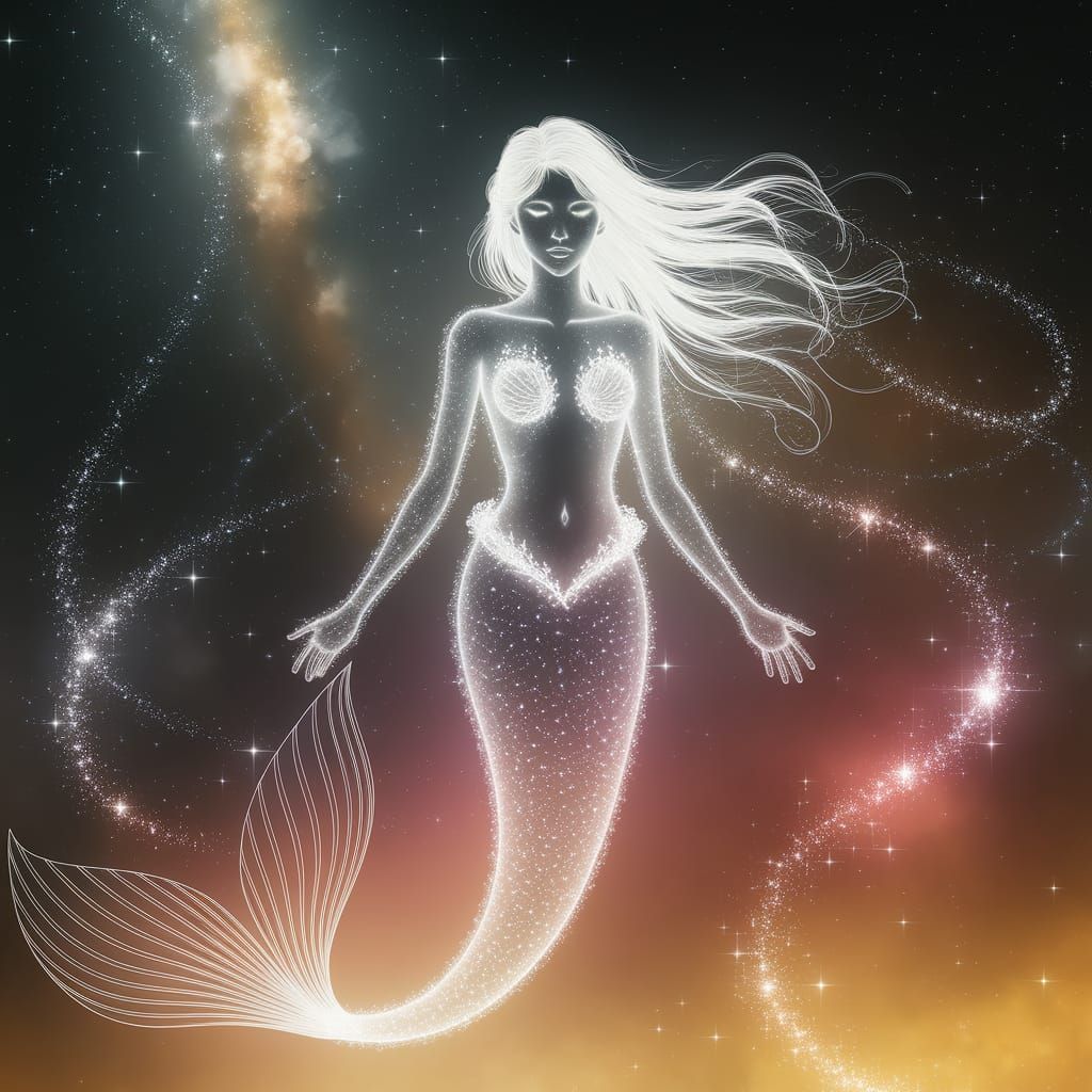 Ethereal Mermaid of Light and Stardust