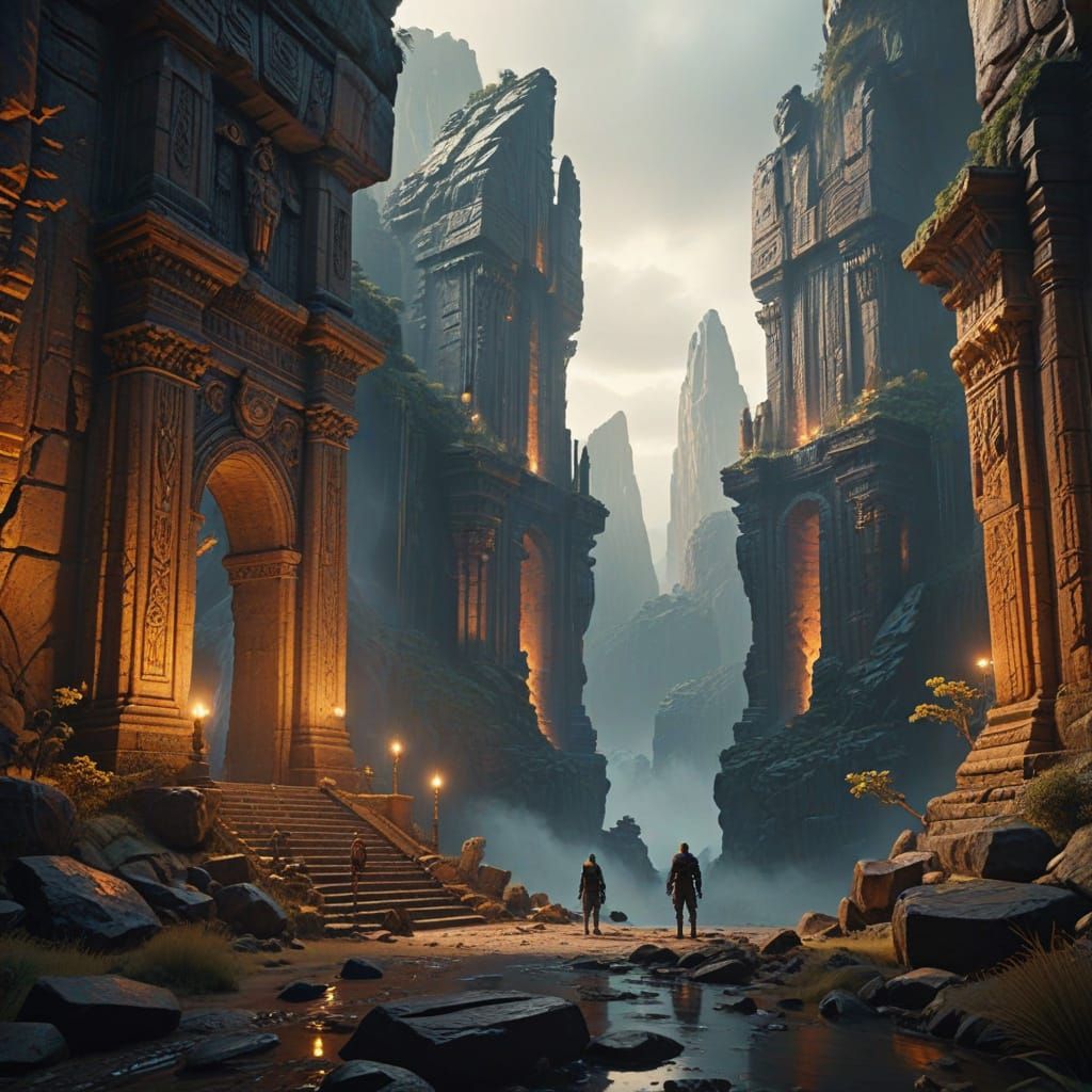 Forgotten Cliff City Gates: Fantasy Concept Art