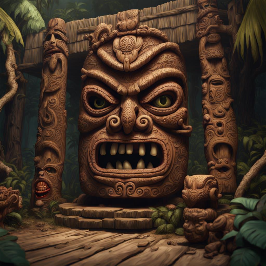 Creepy and Hostile Living Tiki Carvings