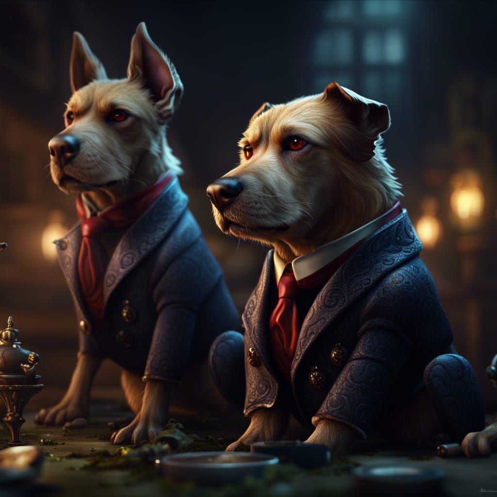 Dog Mafia Boss in Detailed Matte Painting