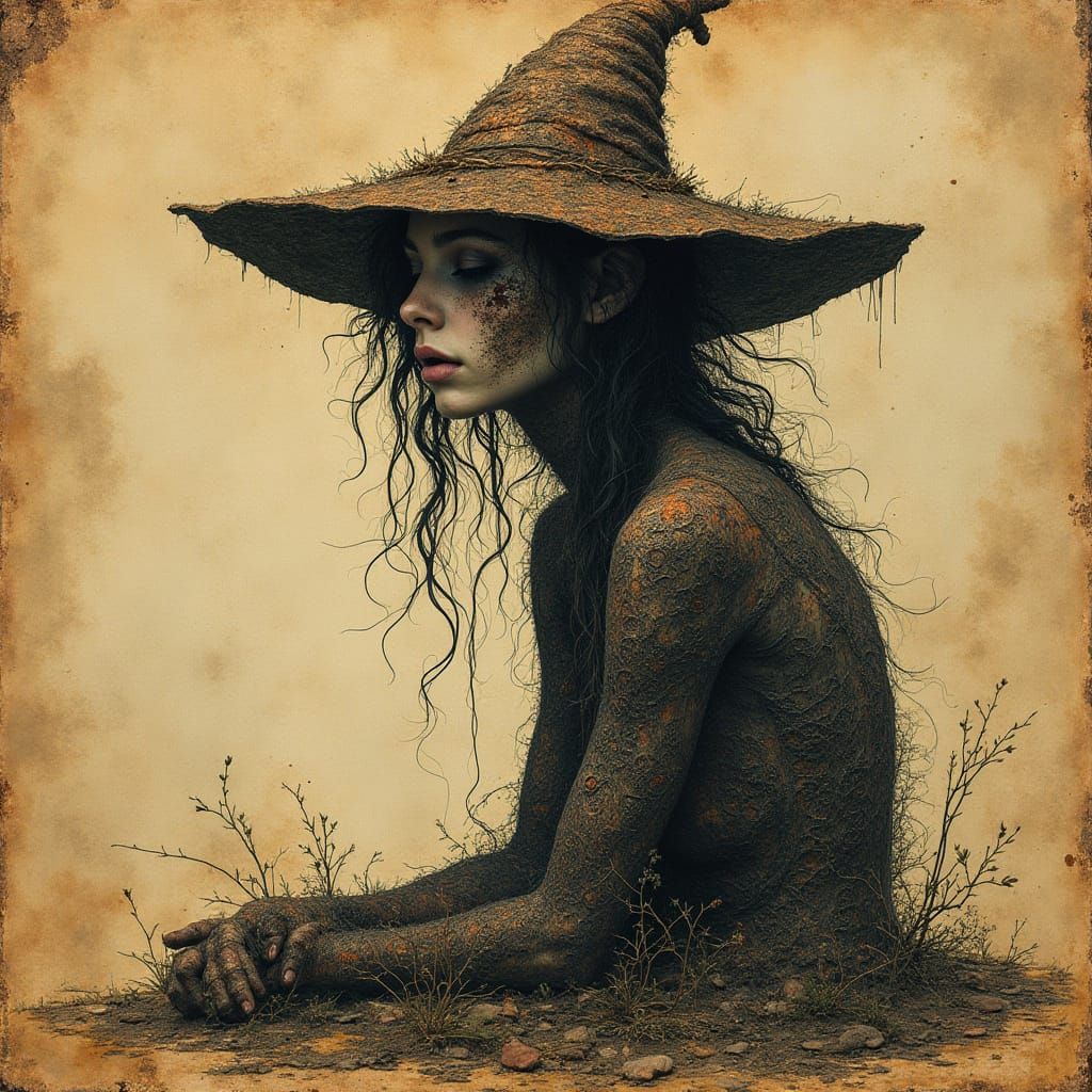 Tea-Stained Witch in Copper and Rust Style