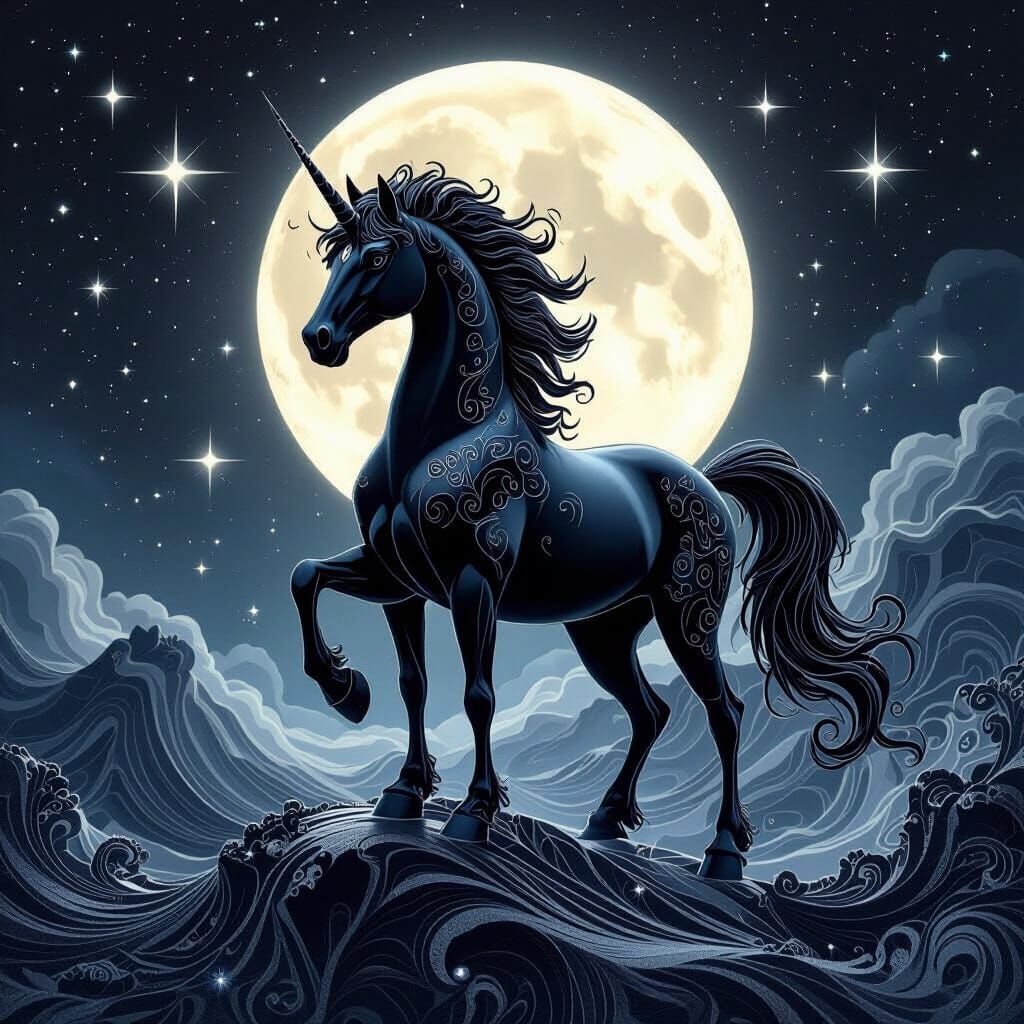 Mythical Centaur in Star Galaxy with Fractal Design