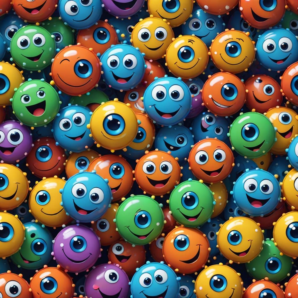 Smiling Polka Dots in Pixar-Style 3D Art