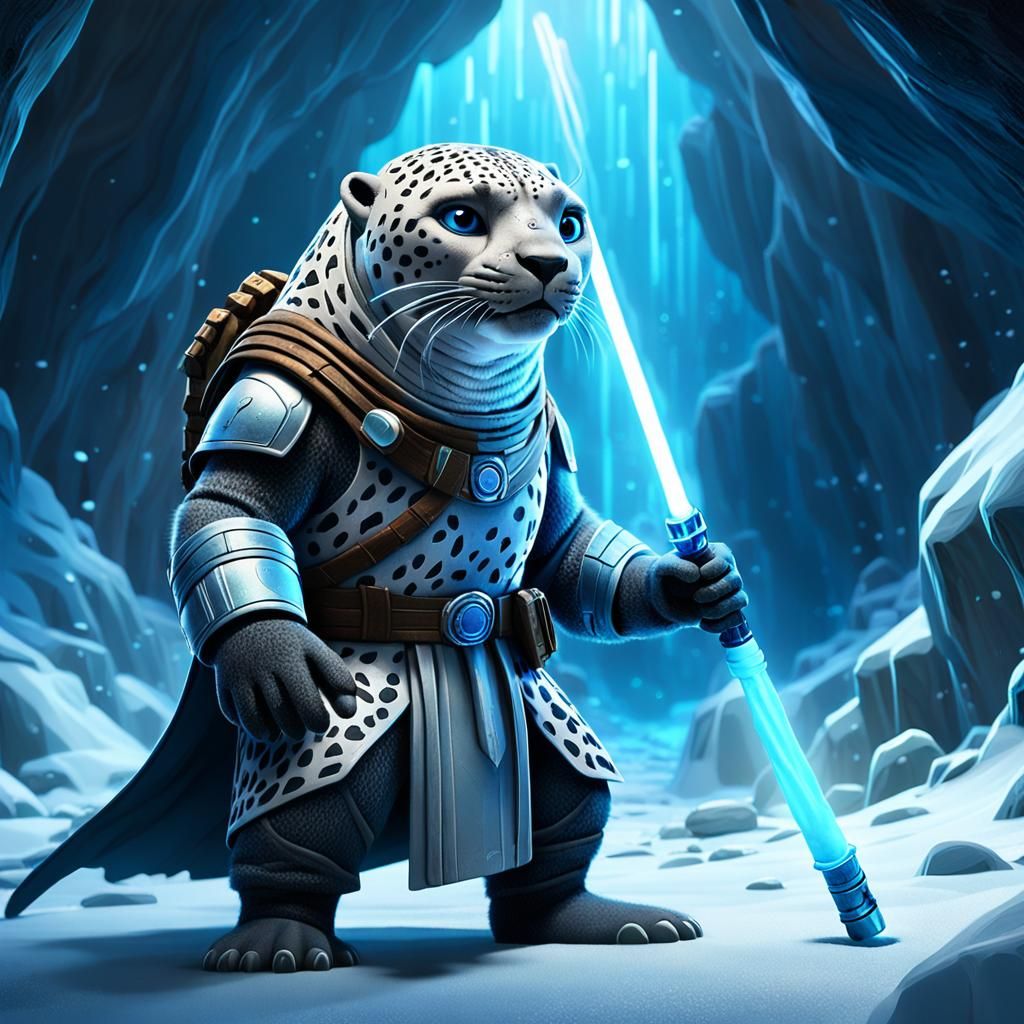 Leopard Seal Jedi Knight in Icy Cavern