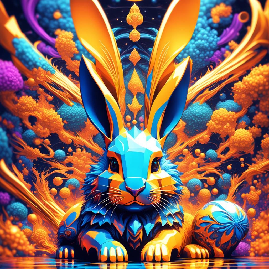 Fractal Biopunk Rabbit in Fauvist Colors