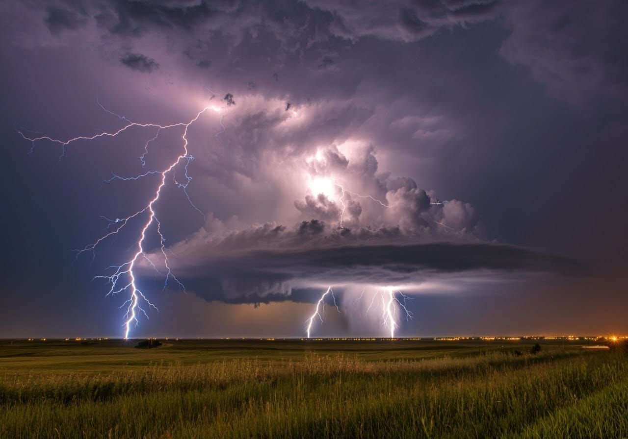 Summer lightning storm on the Canadian Priries