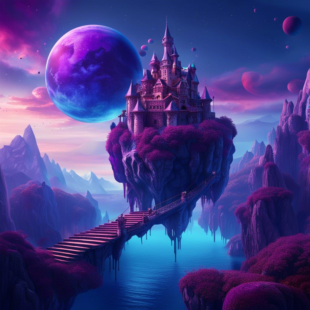 Floating Castle in a Fantastical Landscape