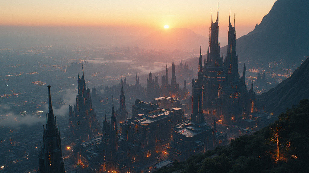 Futuristic Alien Metropolis in Solar Punk Style