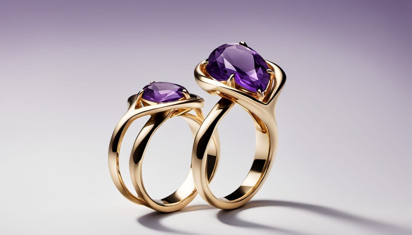 Luxurious Amethyst Rings in Art Nouveau-Inspired 8K Gold