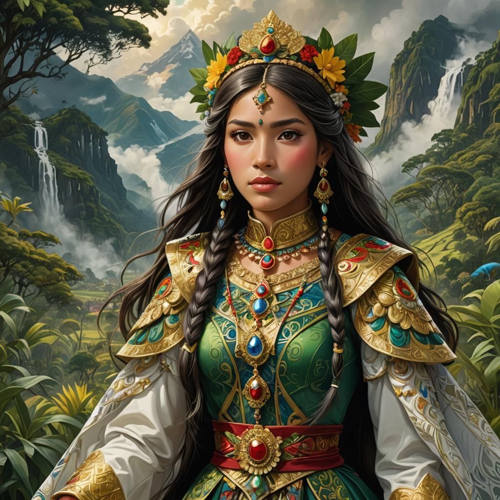 Ecuadorian Princess Portrait in Anime-Inspired 3D Art