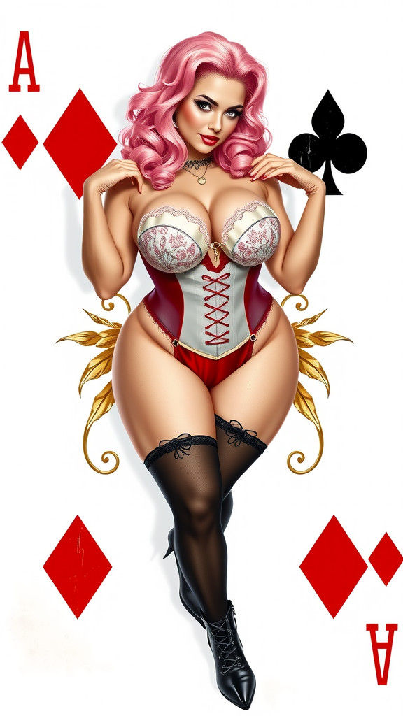 Ace of Diamonds Pinup Girl Hyperrealistic Portrait