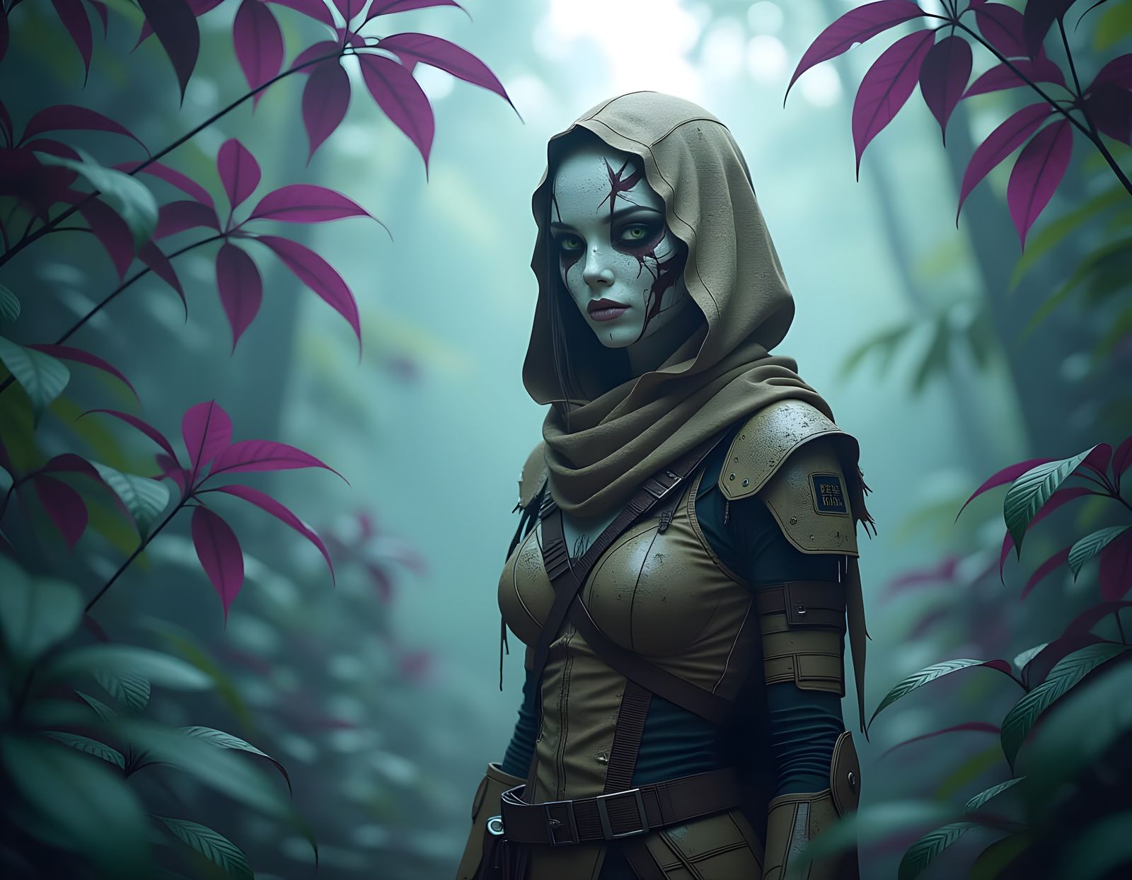 Alien Woman in Purple Forest