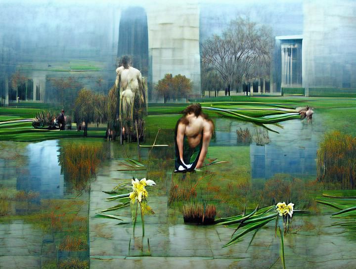 Narcissus and Pool in Waterhouse Hyperrealism