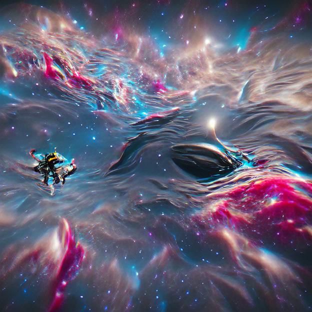 Figure Floating in Deep Space