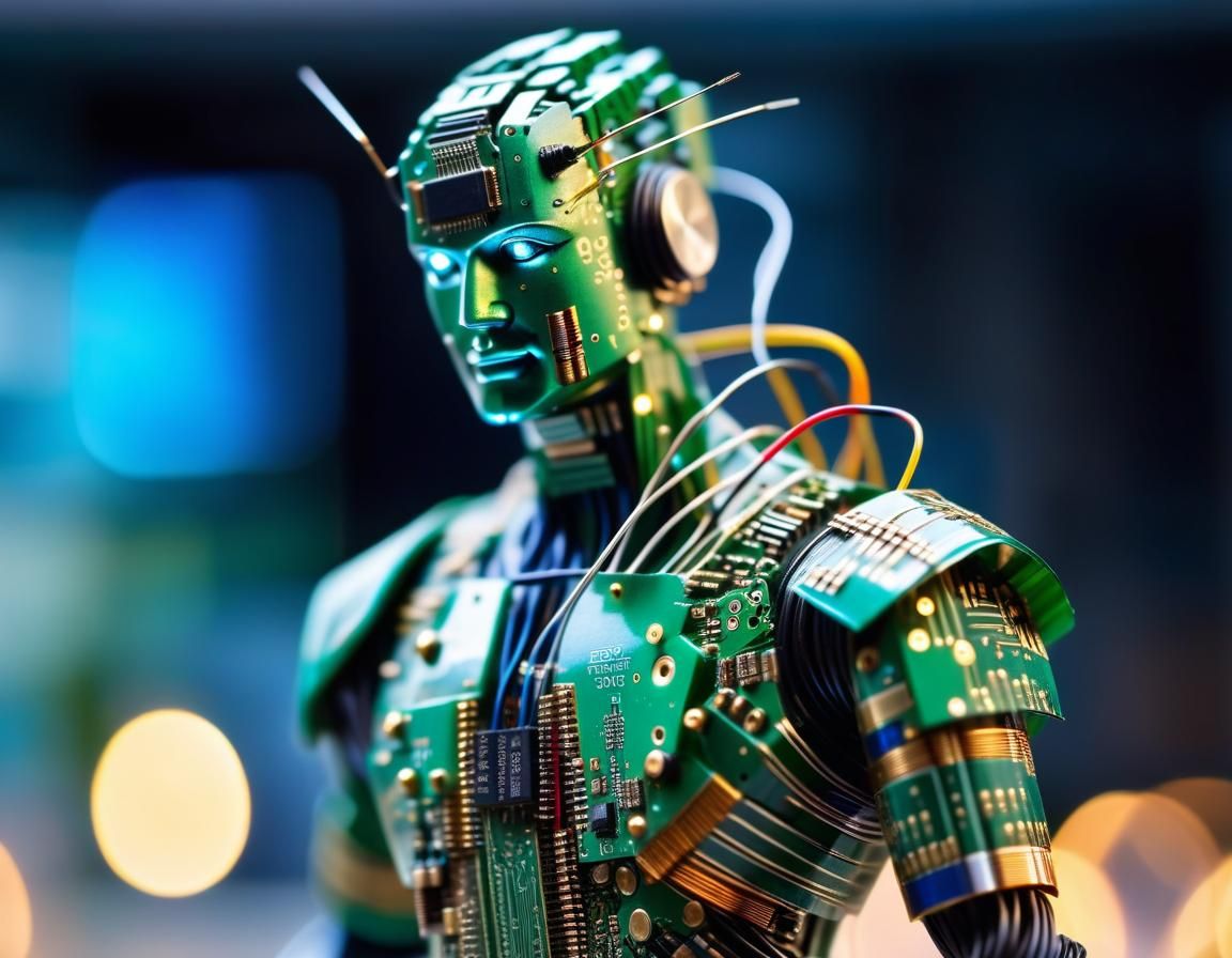 Recycled Circuitry Figurine: Electronic Component Art