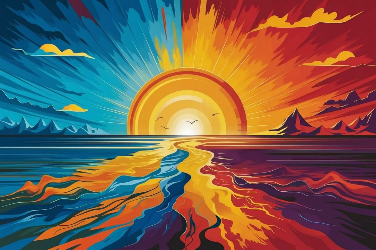 Vibrant Abstract Sunrise and Sunset Digital Art