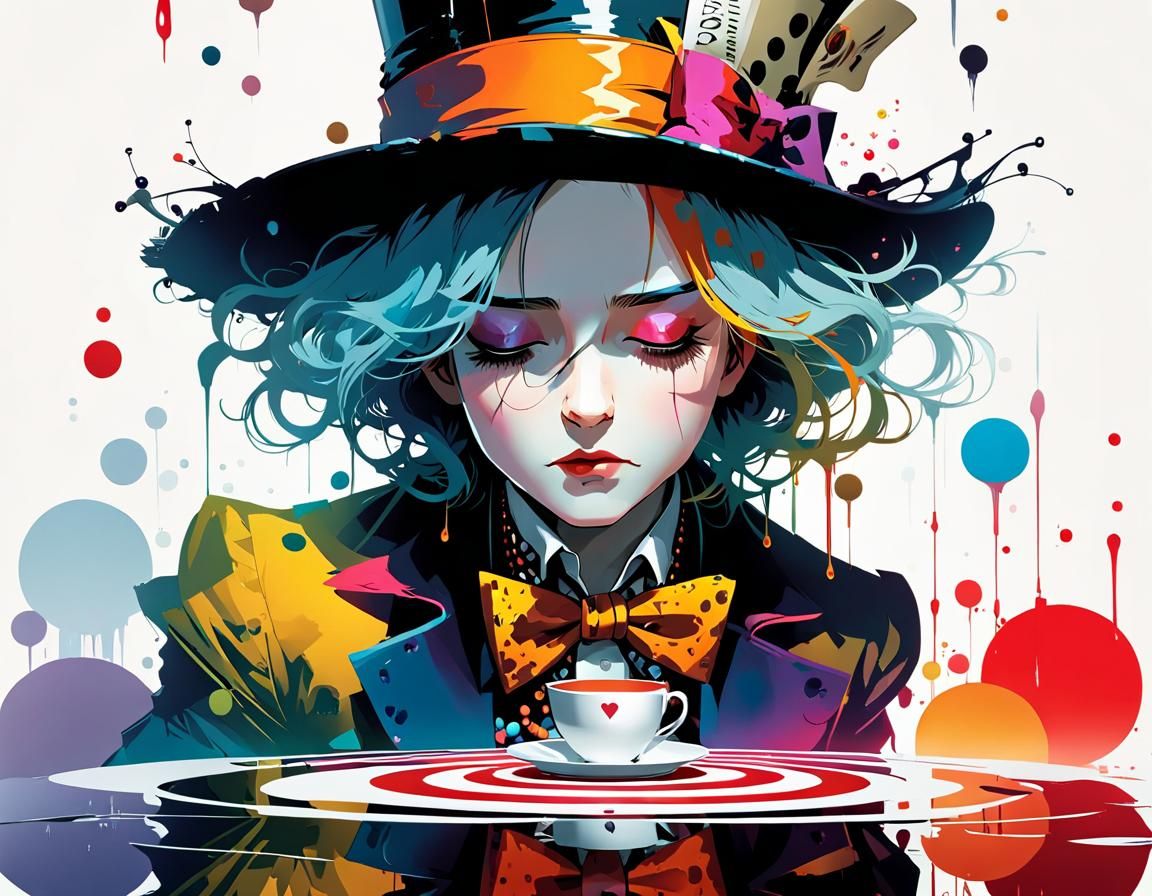 Crying Mad Hatter in Detailed Digital Illustration