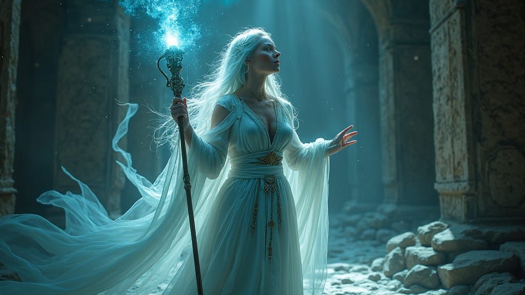 Ethereal Fantasy Mage in Cinematic Pose