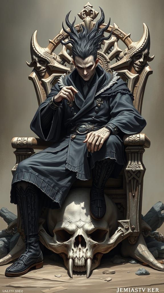Surreal Ryomen Sukuna Seated on Throne of Skulls