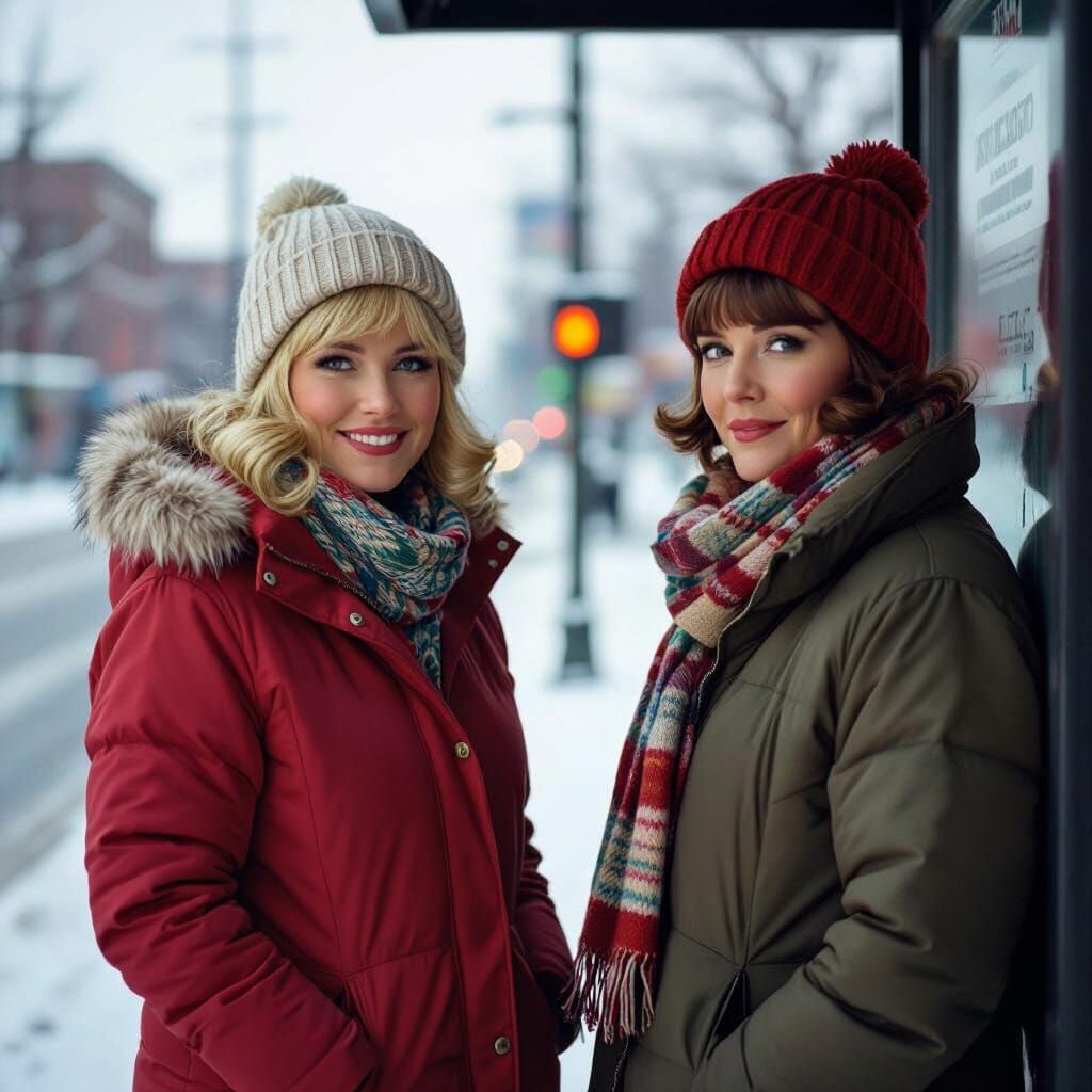 Nostalgic 1960s Milwaukee Bus Stop Scene