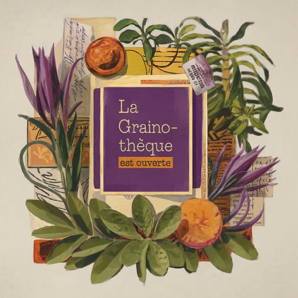 Seed Library Poster with Vintage Botanical Collage