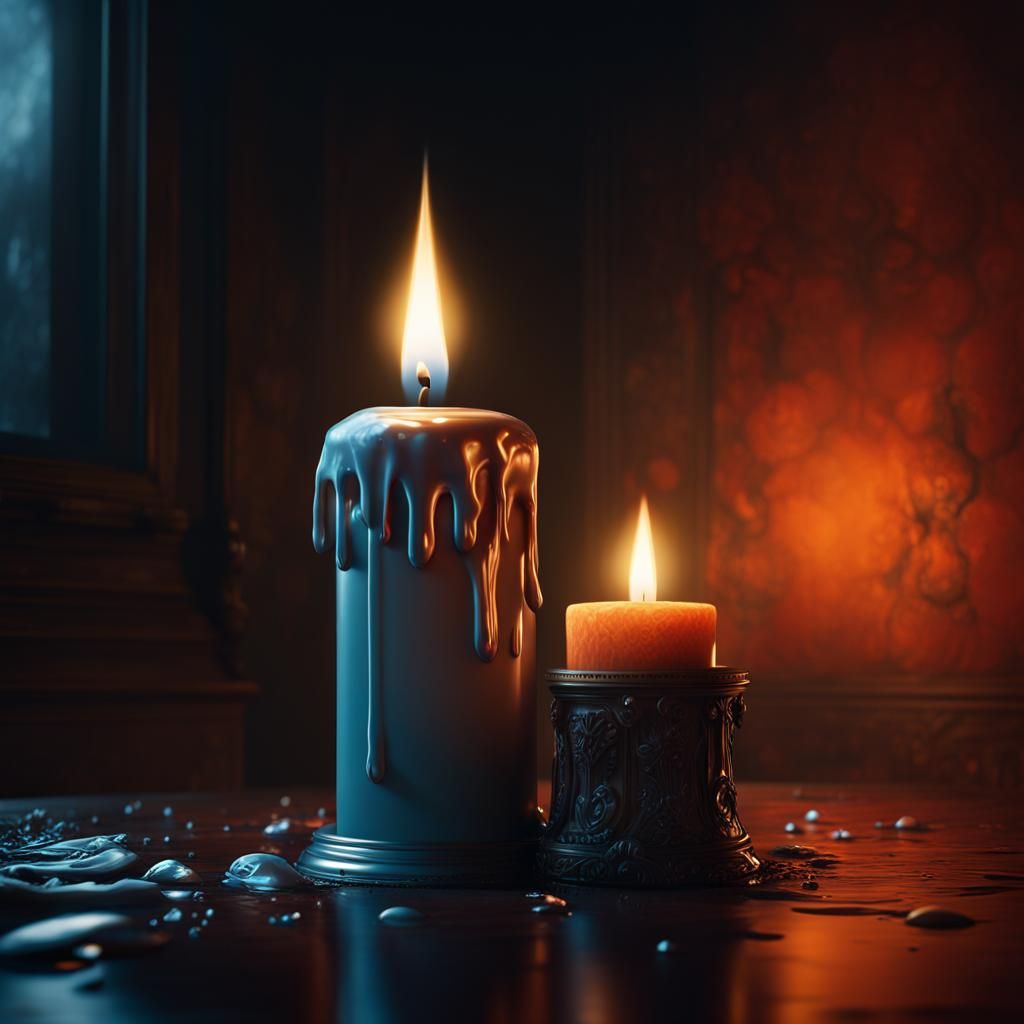 Candlelight in Dark Room: Hyperrealistic Concept Art