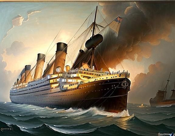 Titanic Lifeboats: Oil Painting of 1912 Disaster