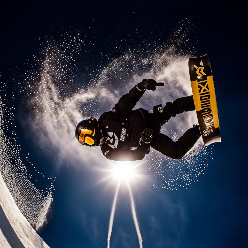 Snowboarder Method Air Action Shot in Halfpipe