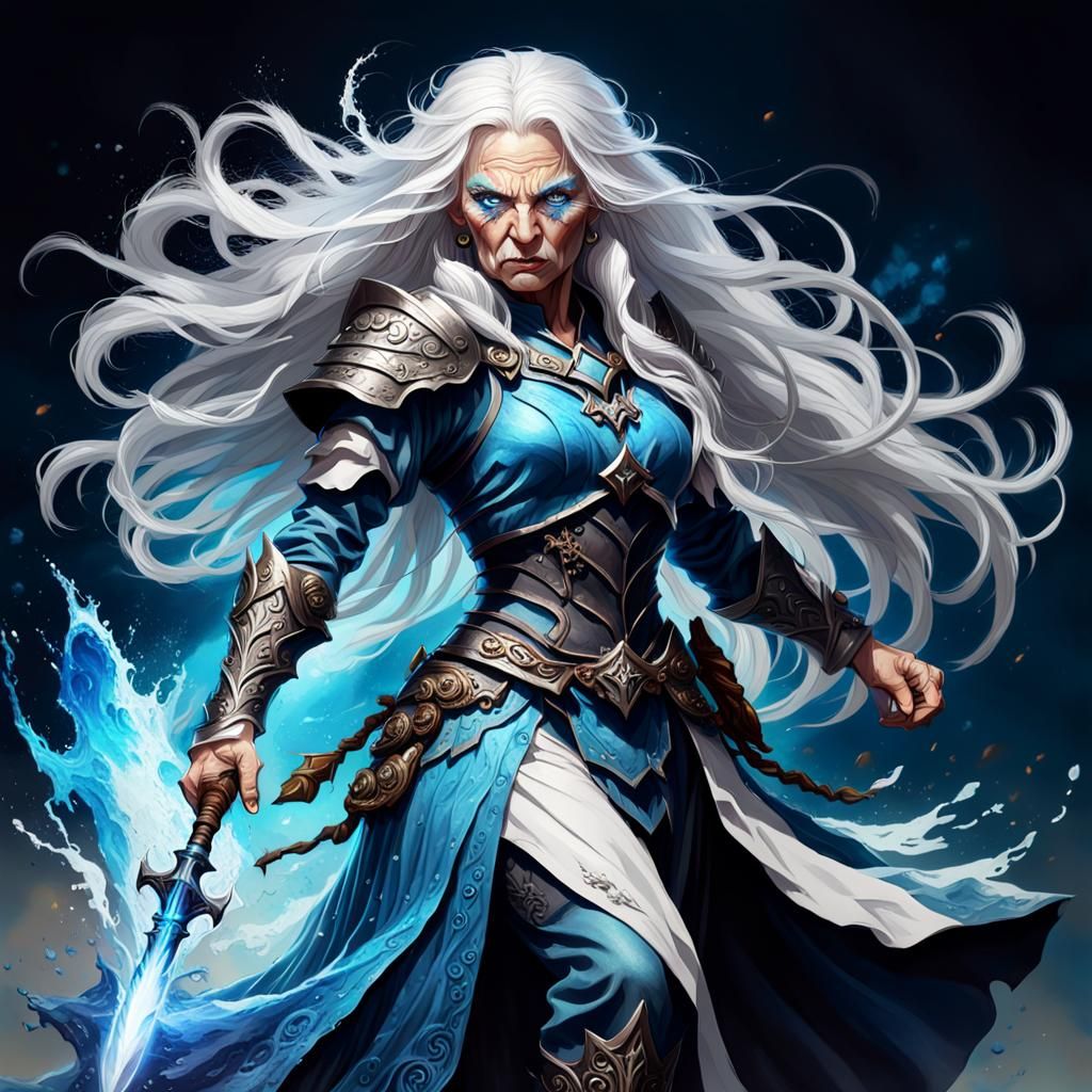 Powerful Old Warrior Witch Portrait in Hyperrealism