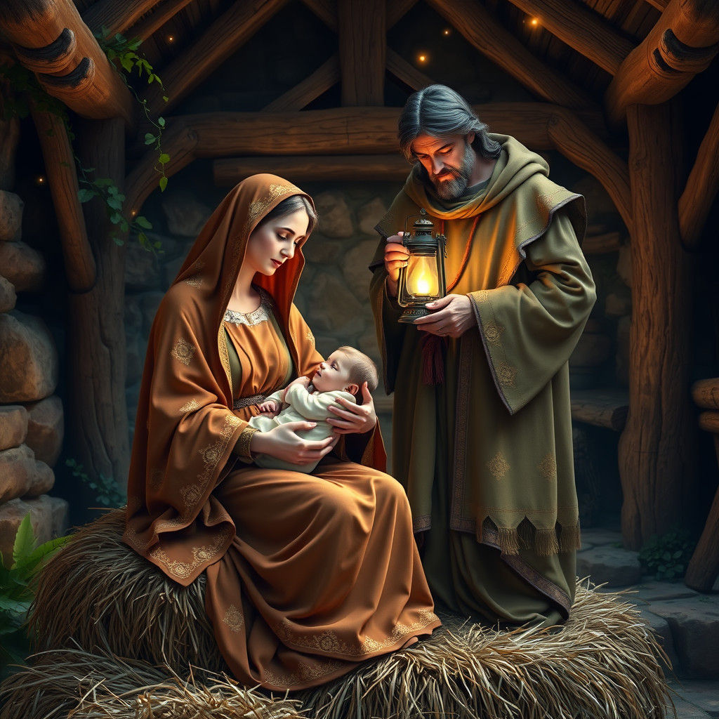 Mary, Joseph, and Jesus: Serene Nativity Scene