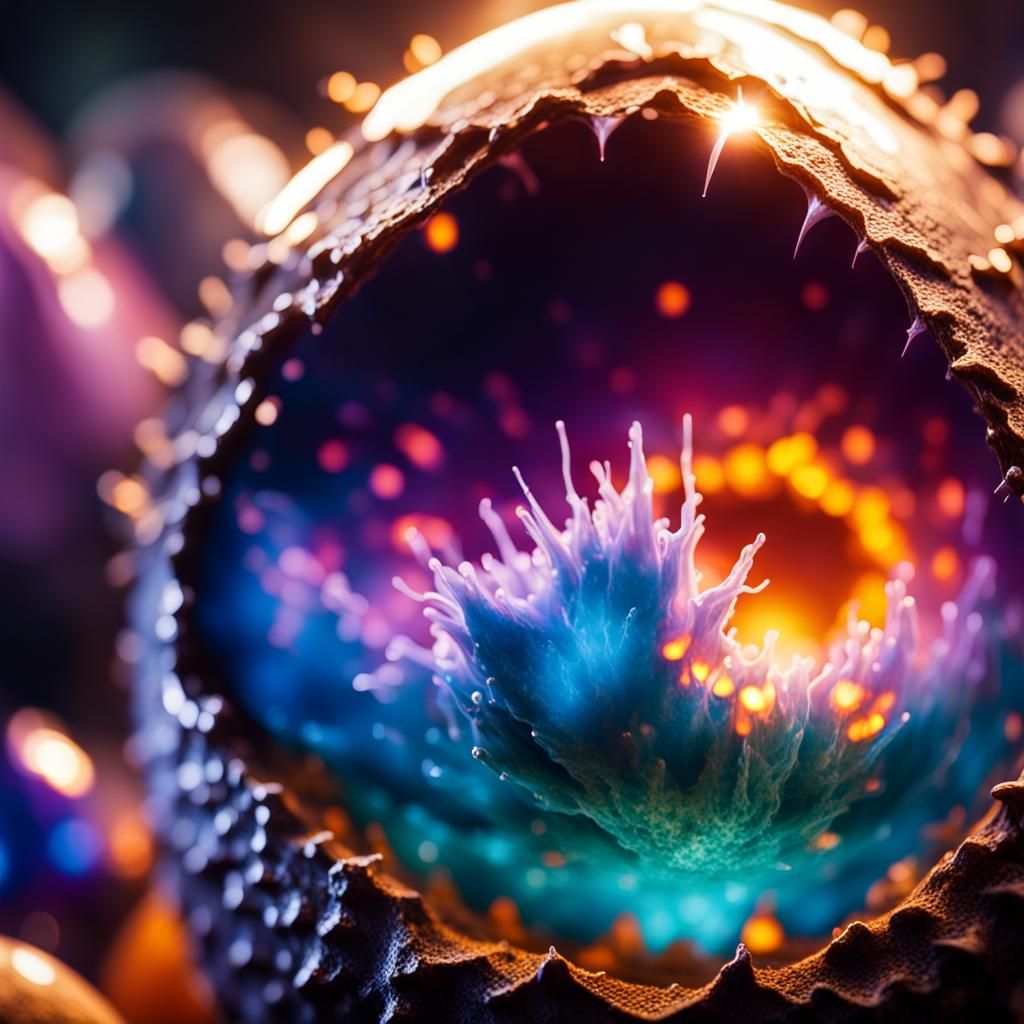 Plasma Explosion Inside Dragon Egg Macro Photograph