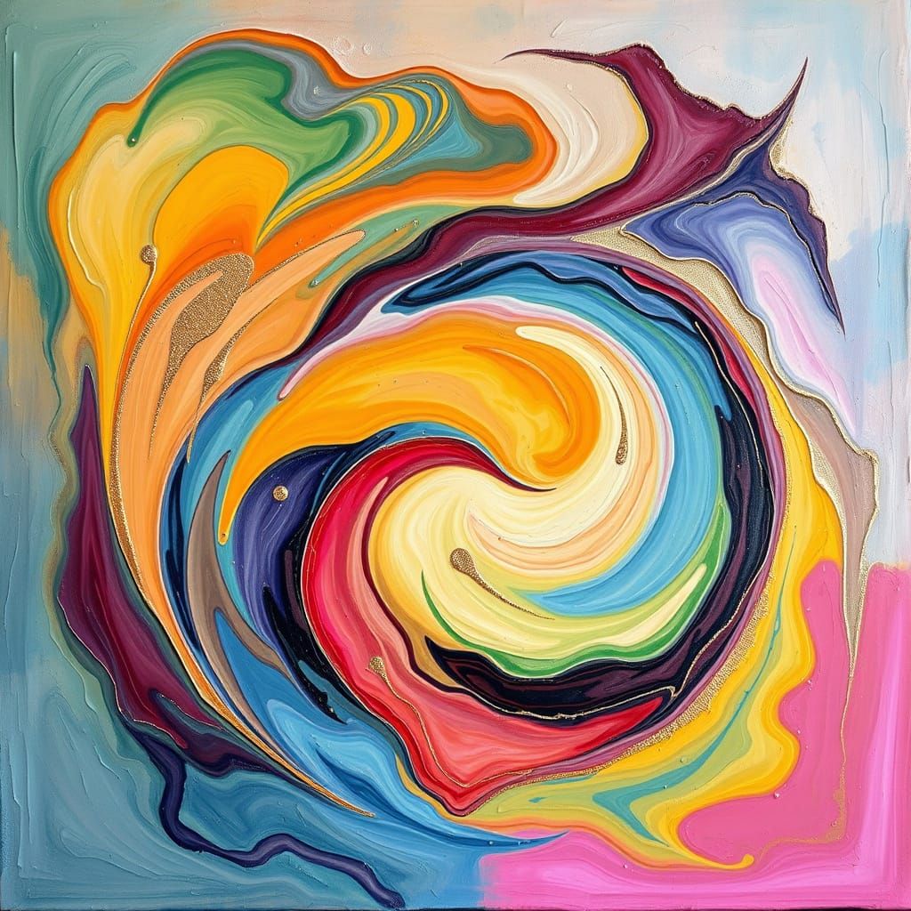 Vibrant Abstract Rainbow in Luxurious Impasto Style