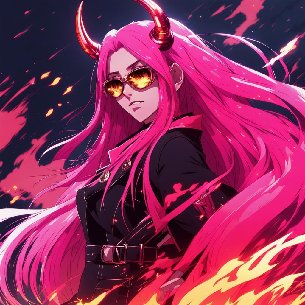 Anime Portrait of a Fiery Demonic Queen